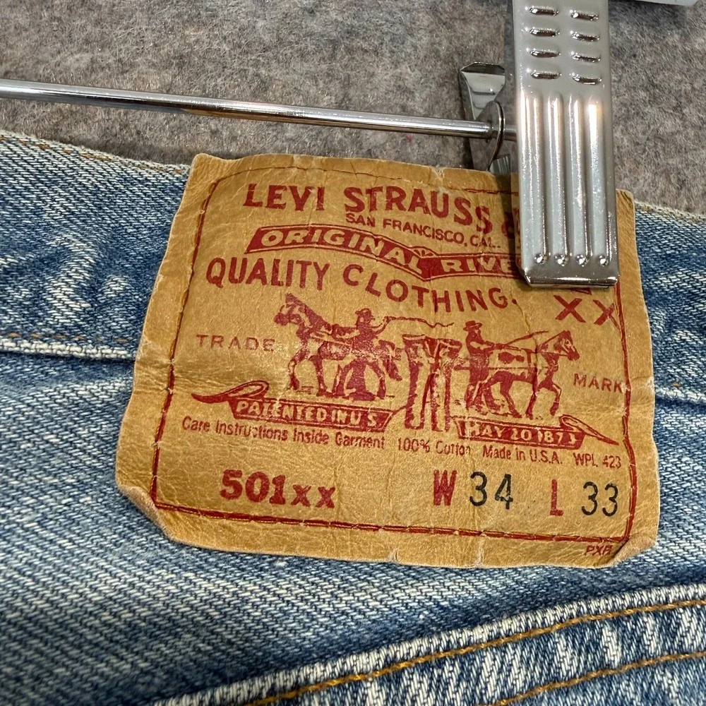 Vintage Levi's 501XX Jeans Mens 34x33 (fits 31x29) Blue Denim Pants 80s 90s‎ USA